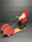 Vintage Swedish Santa Tomte Deer Sled Skis Skiing Christmas Decor