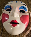 Vintage Bertha Rogers 7 5  Handpainted Ceramic Mardi Gras Opera Sad Clown Mask 