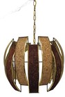 Mid Century Modern Orb Brutalist Chandelier Cork Panel Vintage Swag Plug In To W