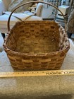 Antique Early Handmade Patina Wood Splint Gathering Market Basket Square