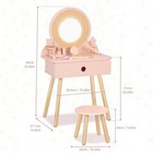 Kids Vanity Table Chair Set W  11 Accessories Pretend Makeup Gift Girls Durable