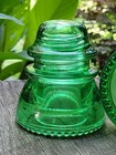 2 Vintage Hemingray  42 Glass Insulators Colorized Green Antique Glass Set Of 2