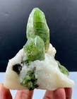 213 Gram Beautiful Self Stand Greenish Diopside Crystals On Calcite Matrix   Afg