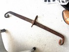 Antique 1700   s Colonial Hand Forged Iron Fireplace Trammel Large Heavy Rare
