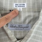 Vintage Salvatore Ferragamo Shirt Men 16 Beige Grey Plaid Long Sleeve Made Italy