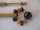 Vintage Lace Making Bobbin Pair Spangled Approx  4  W  Purple orange Spangle