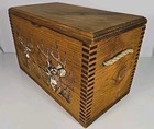 American Wildlife Deer Stag Wood Ammo Box Rope Handles Handcrafted Evans Sports
