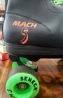 Vintage 80 s Seneca Mach 5 Green Black Indoor Speed Roller Skates Size 8