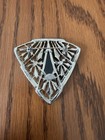Vintage Les Bernard Pin  Rhodium Plated W Rhinestone   Black Center Art Deco