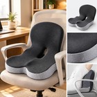 Memory Foam Seat Cushion W lumbar Support Pillow For Back   Sciatica Pain Relief