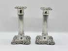Pair Of 125mm Victorian Sterling Silver Candlestick Holders - Column   Rococo