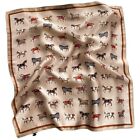 100  Silk Small Scarf Women Neckerchief Bandana Fashion Champagne Horse 53 53cm