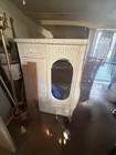 Rare White Wicker Wardrobe With Mirror