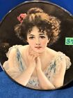 Antique Original Victorian Woman Art Nouveau Glass Flue Cover hanging Chain  34 
