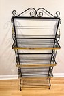 Vintage French Style Four Tier Scrolled Wrought Iron   Brass Baker s Rack