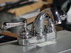 Polished Chrome 4 Inch Centerset Bathroom Faucet Set With Chrome Drain Assembly 