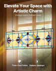 Stained Glass Window Panel  32 X 10 In  Tiffany Style Hanging Transom Window Pan