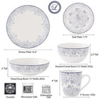 Blue Floral Bone China Dinnerware Set  White  Service For 4  20 Piece