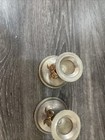 Vintage Pair Of 3  Silver Plated Candle Stick Holders  With Gild Bow Accent