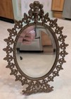 Gorgeous Victorian Fleur-de-lis Table Mirror 1890-1910 Cast Iron Gold Gilt