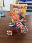 Vintage Rabbit Bicycle Japan Tin  Mechanical Wind-up Tricycle W  Box Works Great
