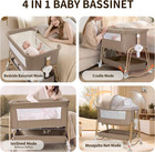 4-in-1 Baby Bassinet  Portable Bassinet Bedside Sleeper With Mosquito Net   Bass