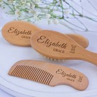 Personalized Wooden Hair Brush Set With Soft Goat Bristles For Baby And Toddlers