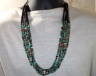 Indian Corn Bead  Turquoise Coral Charoite    Sterling Silver 25 -29 5  Necklace