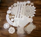 Lot 20 - Vintage Handmade White   Ivory Crochet Doilies   Runners  Etc  - -  m 