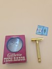  1947 Vtg Gold Gillette Ball End Tech Double Edge Safety Razor W box