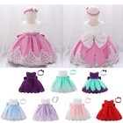Kids Girls Flower Bow Lace Bridesmaid Dress Baby Wedding Party Princess Dresses