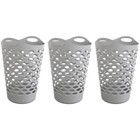 Flexible Round Laundry Hamper 2 Bushel Plastic Storage Basket 3 Pack W  Handles