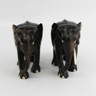 2 Vintage Hand Carved Ebony Wood Elephant Figures Statues