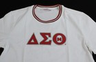 The Delta Box Women s Delta Sigma Theta Ringer S s T-shirt Bl1 White Large