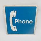Public Telephone Pay Phone Sign Double-sided Metal Flange Sign 12x12in Nos Vtg