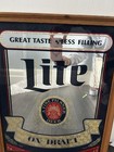 Vintage Miller Lite Cold Beer Wood Frame Mirror Bar Pub Sign 21 3 4    X 17 3 4   