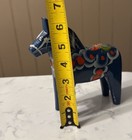 Swedish Blue Dala Horse Hand Painted Carved Wood Scandinavian Folk Art Vtg 6 5   