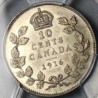 1916 Pcgs Au 58 Canada 10 Cents George V Sterling Silver Coin  26062703c 