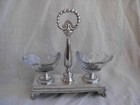 Antique French Sterling Silver  Crystal Double Salt Cellars first Half Of 19th 