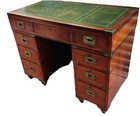 Antique Naval Military Campaign Desk  W top Leather Inlay  circa 1900