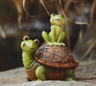 Cute Turtle And Frogs Statue Garden Sculpture Tabletop Figurine Home Decor Gifts