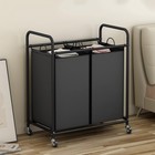 Laundry Sorting Basket 2-bag Laundry Basket Trolley With Rolling Lock Wheels