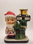 Vintage Blume Co  Boy Caroler Ceramic Christmas Lamppost Candle Holder W sticker