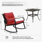 Domi 3 Pieces Bistro Set Outdoor Rocking Chair Wicker Patio Set W 1 Table red 