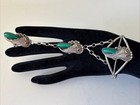 Vintage Native American Navajo Sterling Silver Malachite Slave Bracelet Signed H