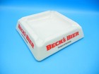 Vintage German Becks Bier Advertising Beer Opalex Milk Glass Square Ashtray