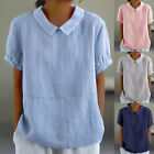 Women s Cotton Linen Tee Blouse Summer Lightweight Blouse Tops Casual T-shirt
