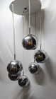 Vintage Mid Century Modern Chrome 6 Swag Light Fixture Space Age Tiered 1970 s