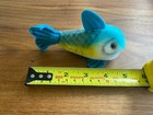 Steiff 1960   s    flossy    Mohair Fish With Fin Button 5    Long Blue   Yellow Euc