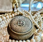 Antique Engraved Pill snuff trinket Box england c1930 Case Compact Vtg Collector